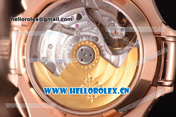 Patek Philippe Nautilus Clone PP 315 Automatic Rose Gold Case/Bracelet with Black Dial (BP) - Click Image to Close
